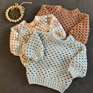 Crochet Sweater Baby Cardigan Childs Pullover Handmade Baby Gift Toddler Size 18-24 Months Mini Granny Stitch Pullover Sweater image 6