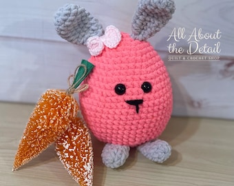 Crochet Plushie Easter Bunny Egg Pink Plushie Stuffed Animals Crochet Toy Bunny Egg Plushie