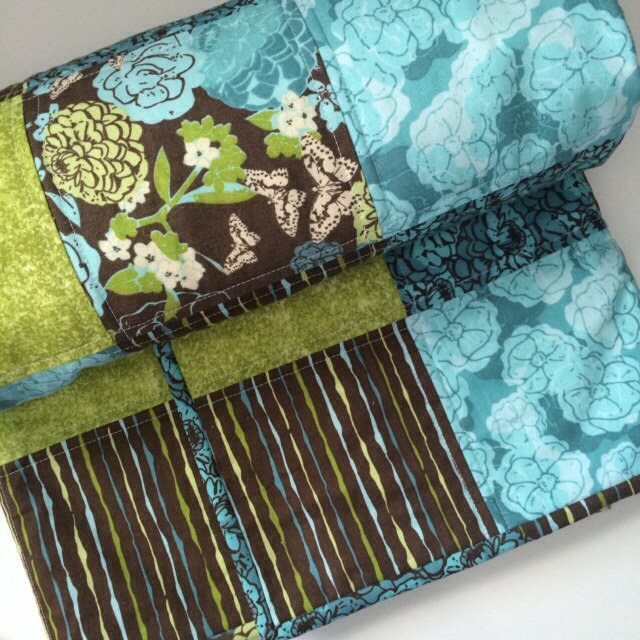 Baby Quilt Modern Throw Quilt Blue Throw Quilt Green Etsy