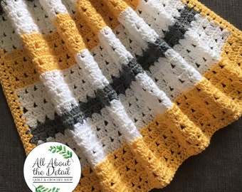 Yellow Crochet Blanket, Yellow Kids Blanket, Handmade, Childrens Blanket, Sunshine Yellow, Yellow and Gray Baby Blanket, Yellow Blanket