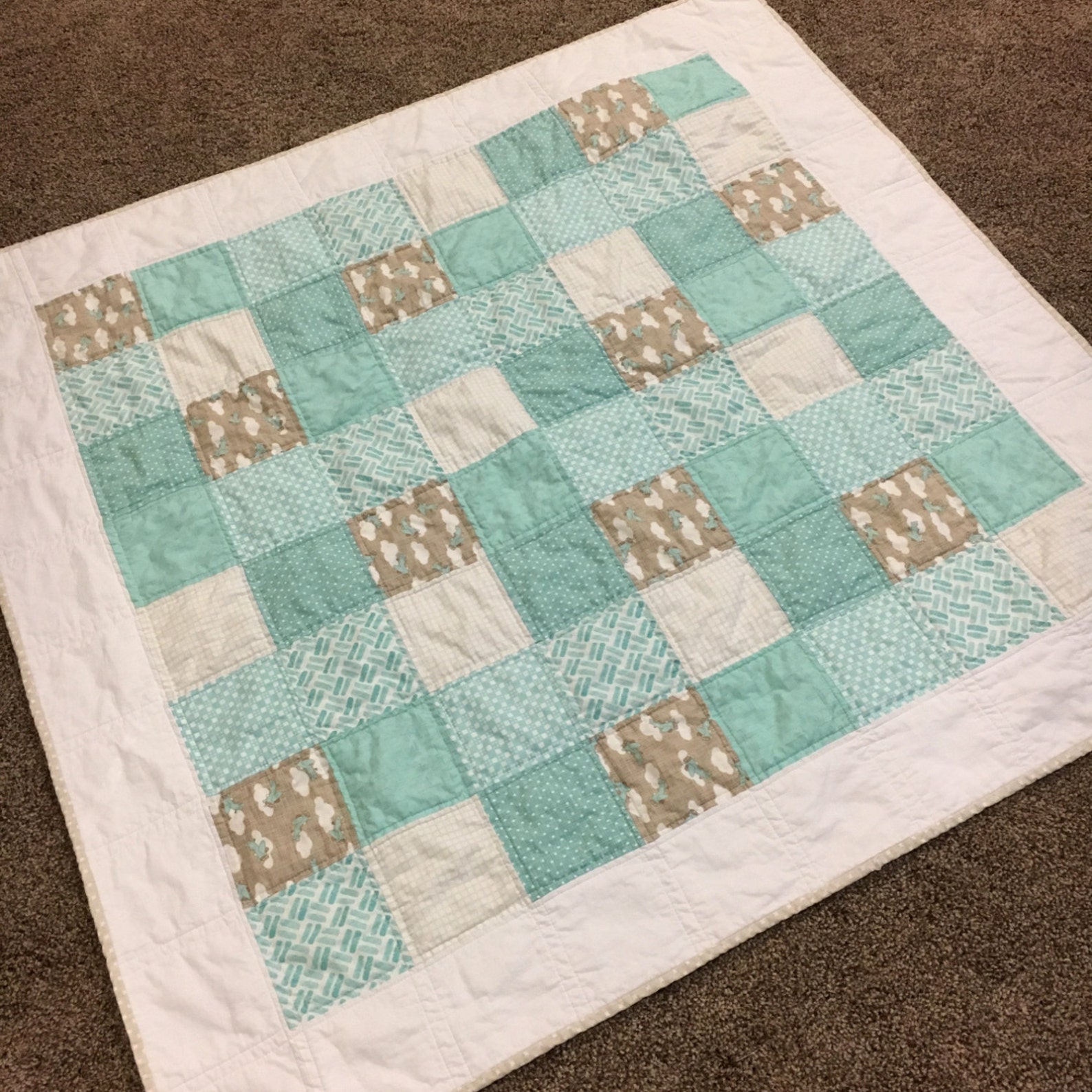 Baby Boy Quilt Baby Quilt Patchwork Grey and White Baby Etsy