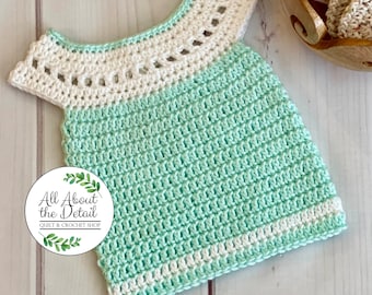 Mint Green Crochet Baby Top: Newborn Summer Pullover (3-6 Months)