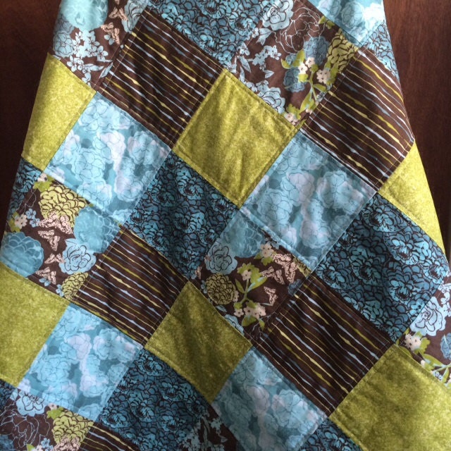 Baby Quilt Modern Throw Quilt Blue Throw Quilt Green Etsy