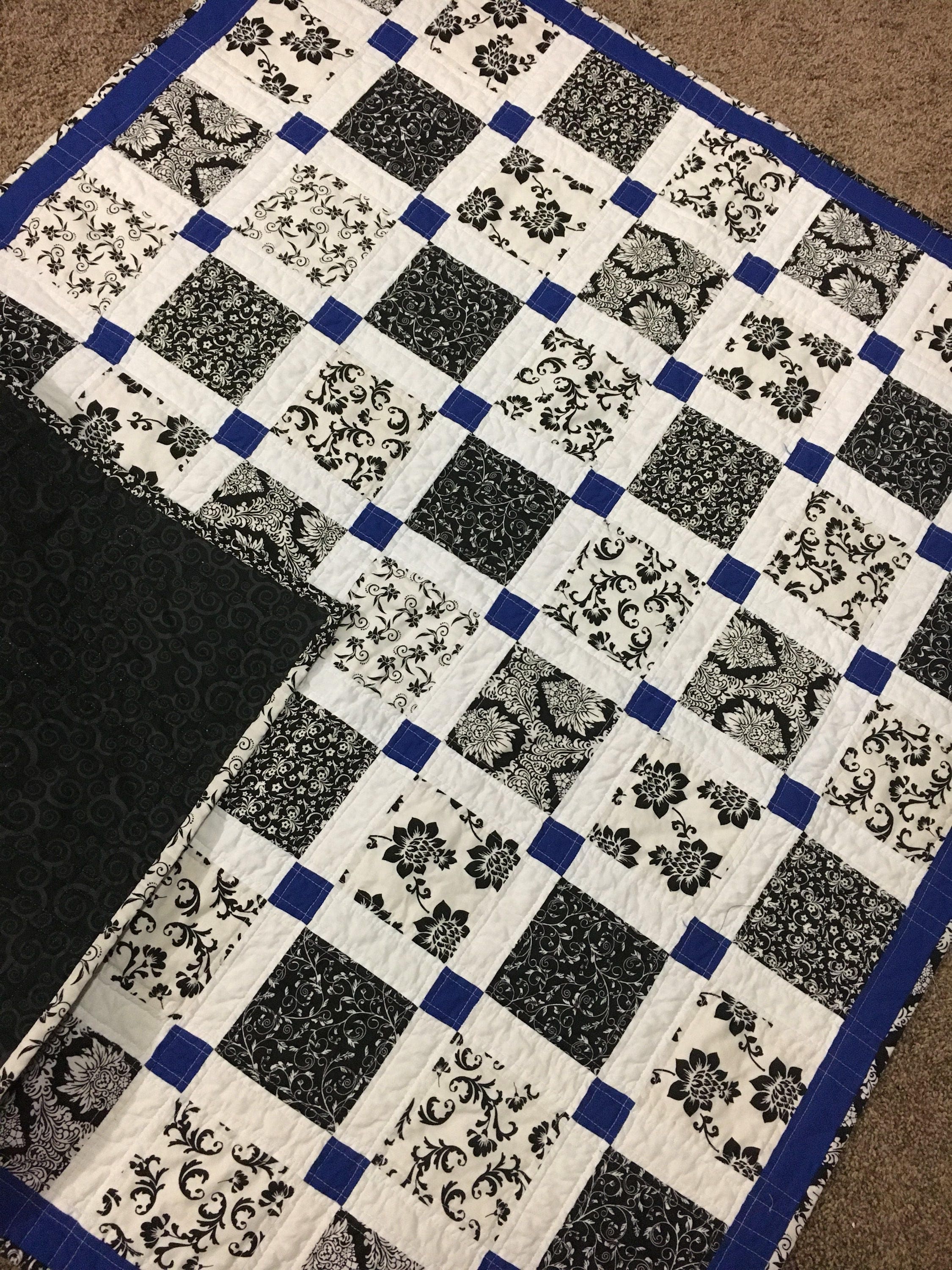 Black and White Baby Quilt Baby Quilt Lap Quilt White Quilt Black