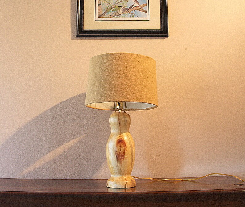 Wood Table Lamp Base Turned Handmade Wooden Rustic Decor Hand Aspen Lamps Colorado Home