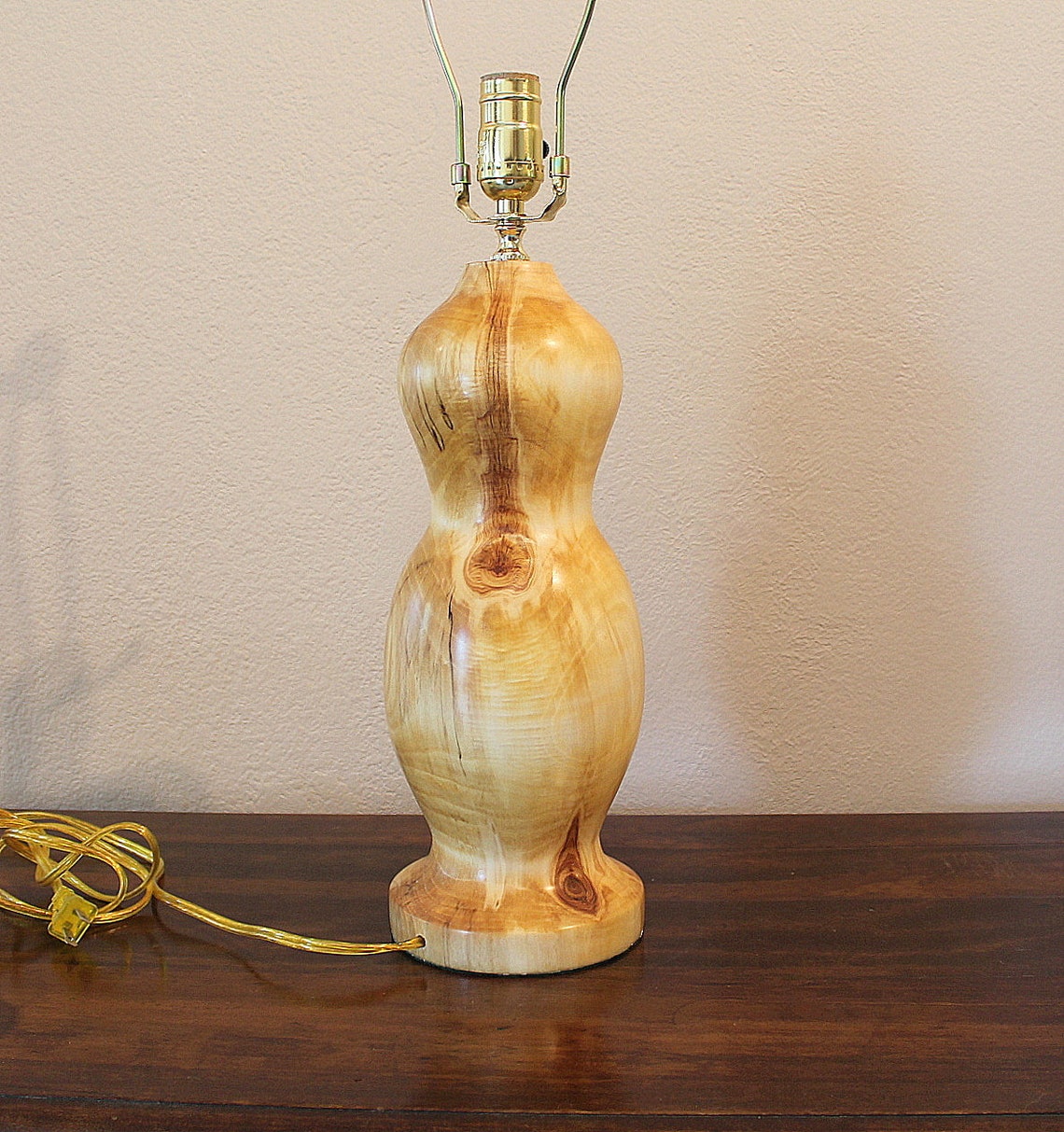 Wood Table Lamp Base Turned Handmade Wooden Rustic Decor Hand Etsy