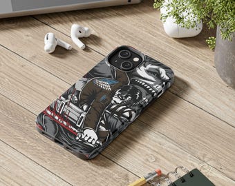 Funda personalizable de doble capa para teléfono Levi vs Beast Titan / Funda protectora inspirada en el anime para iPhone y Samsung / Regalo para fans del anime