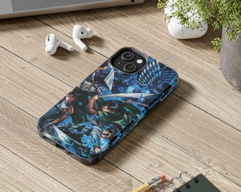 Funda personalizable de doble capa para teléfono Levi Ackerman / Funda protectora inspirada en el anime para iPhone y Samsung / Regalo para fans del anime