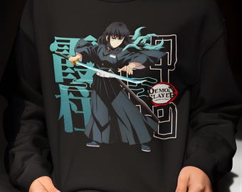 Muichiro Tokito Sweatshirt Mist Hashira Anime-inspirierter Rundhalsausschnitt Unisex Otaku Geschenk Kuscheliger schwerer Mischung Pullover Anime Fan Geschenk