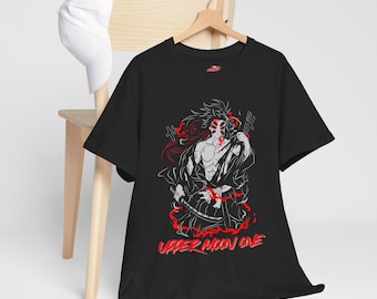 Kokushibo Crimson Aura Personalisierbares T-Shirt | oberer Mond ein T-Shirt | Anime-inspiriertes Streetwear-Shirt | Anime Fan Geschenk