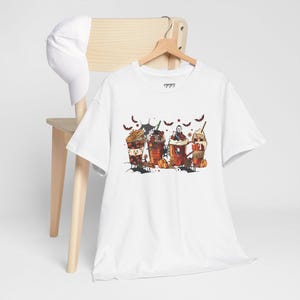 Slasher Coffee Halloween T-Shirt, Horror Movie Villains Coffee Shirt, Unisex Heavy Cotton Tee, Funny Spooky Graphic Top, Fall Horror Outfit