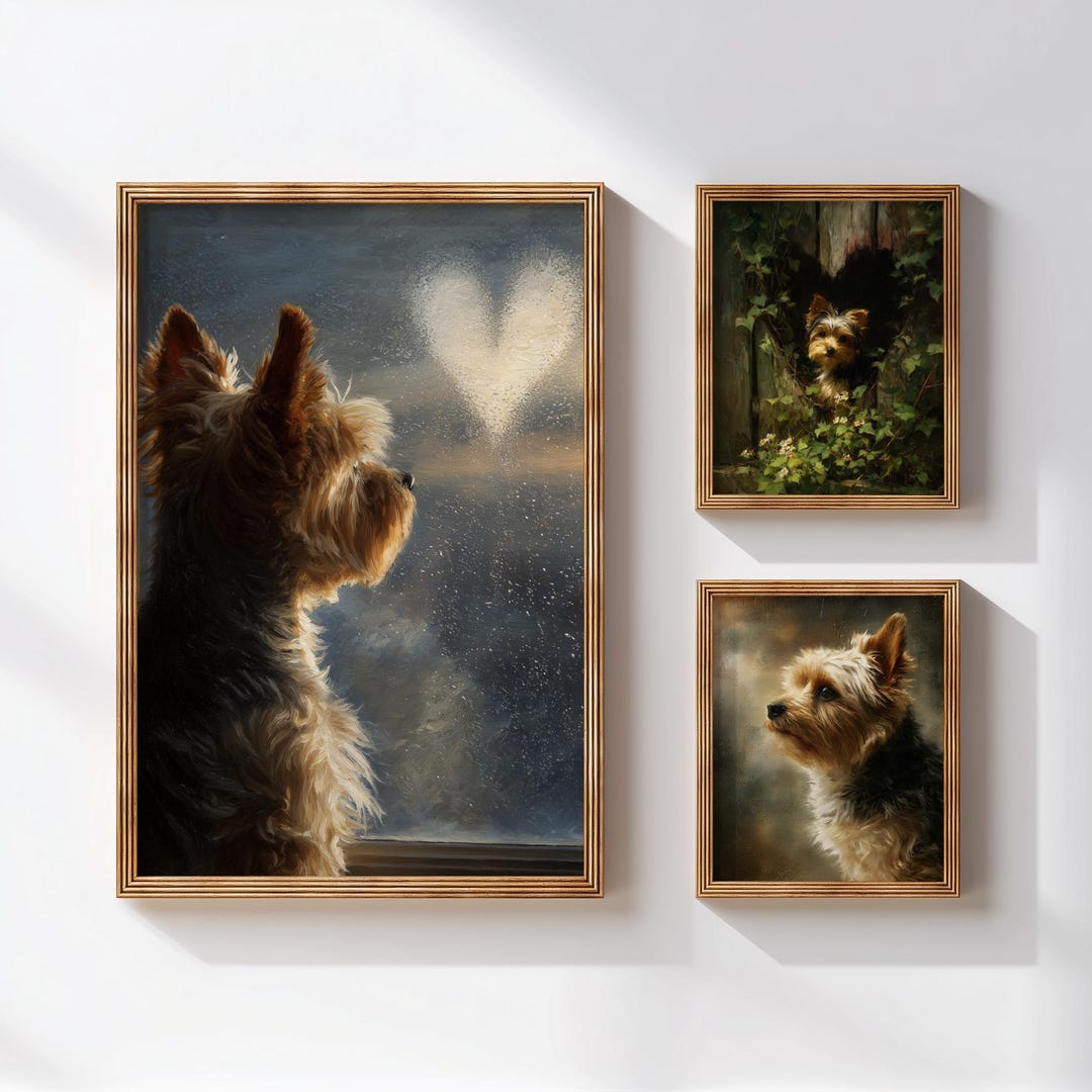 Yorkshire Terrier Wall Art Set of 3, Sentimental Yorkie Prints