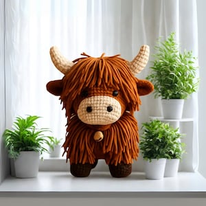 Highland Cow Crochet Pattern, Amigurumi Crochet Pattern, Highland Cow Stuffed Plush Pattern PDF