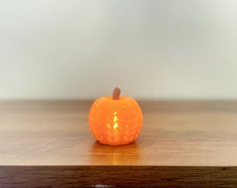 3D Printed Pumpkin Tea Light Holder – LED Glow Jack-O-Lantern Décor for Fall & Halloween