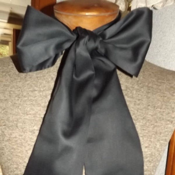 Mens Civil War Cotton Victorian Cravat Black Sateen Cotton Bow Tie