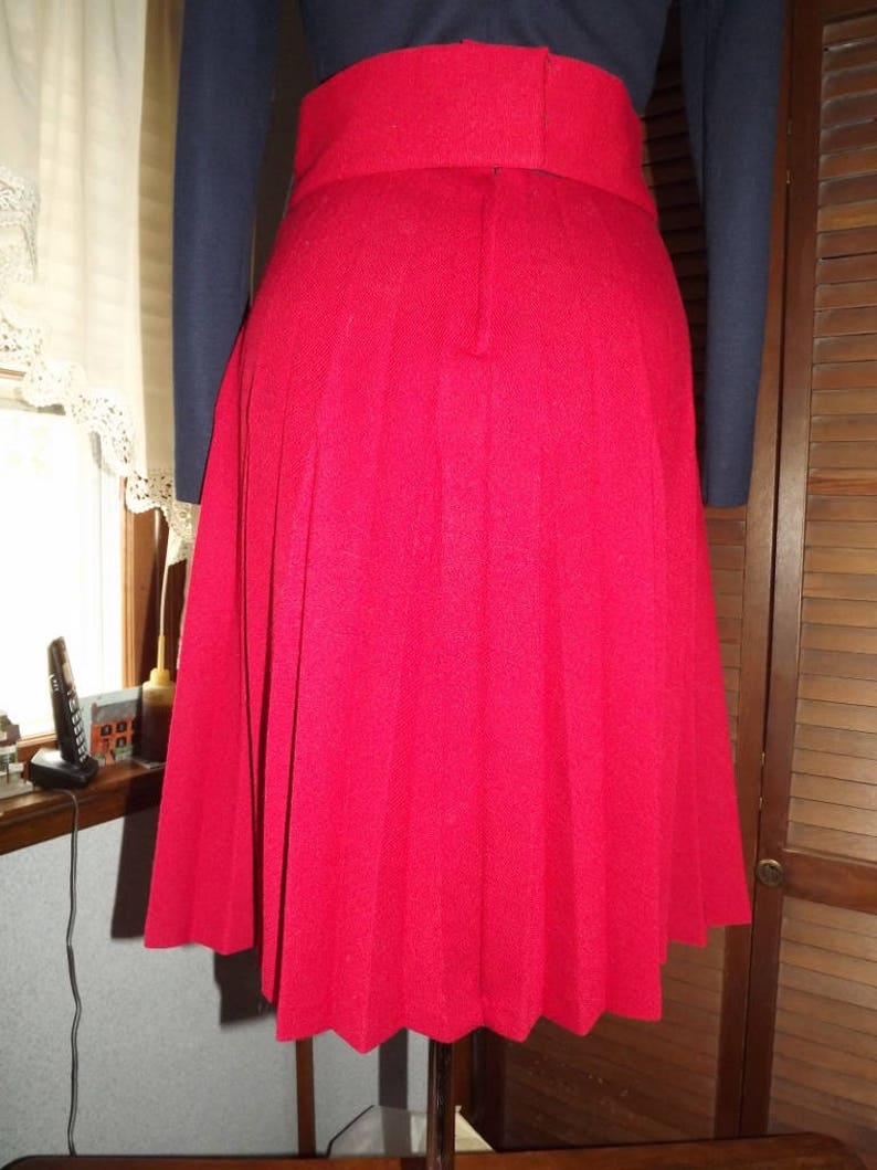 1960/'s Vintage Blue and Red Knit Dress Medium