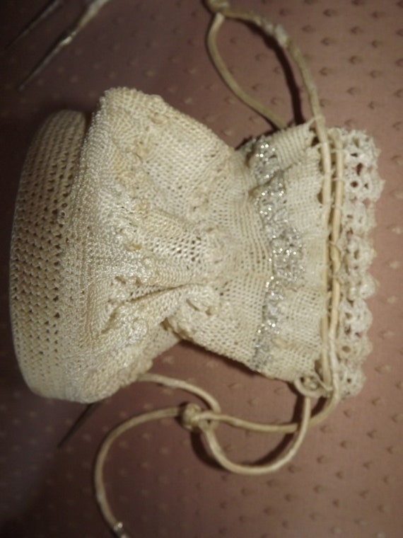 Beautiful Creamy Off White Crochet Reticule Drawst