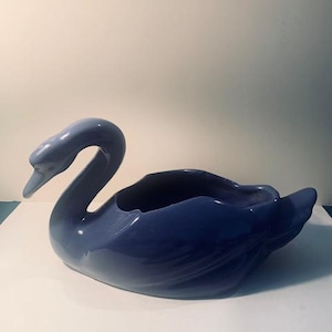 Blue Bauer Ceramic swan planter