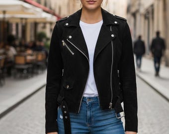 Damen Vintage Wildleder Jacke | Handgemachte Winterkleidung | Warme Gemütliche Jacke | Geschenk für Sie