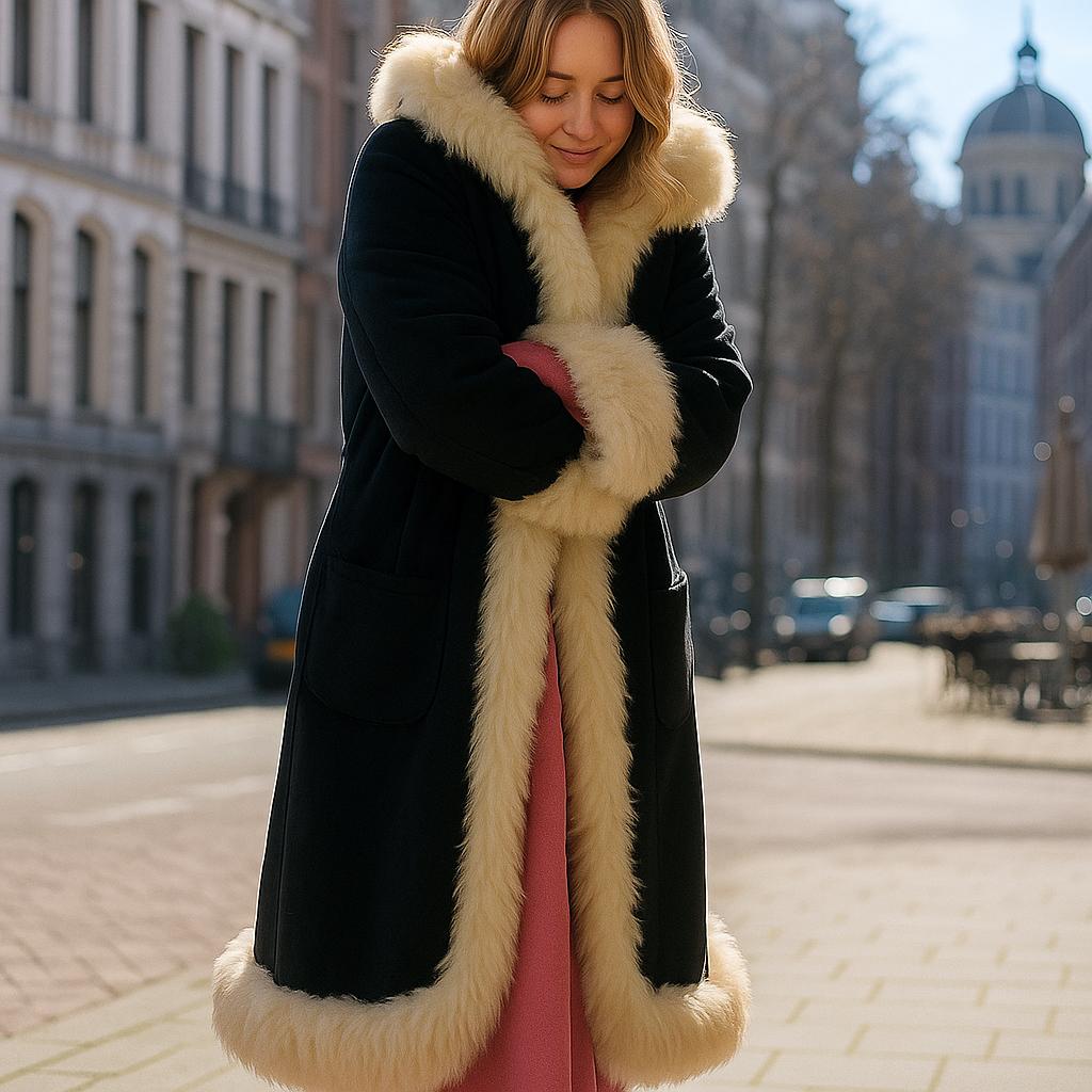 the toe Lane fur coat サイズM Plus Size Coat Women Real Fur Collar Long Genuine Leather