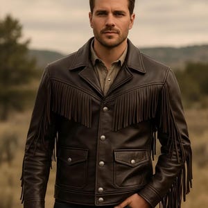 Veste Western En Cuir Marron à Franges Vintage Schott NYC Taille XL - Occasion Très Bon état