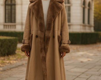 Vintage kleding | Damesjas, trenchcoat, handgemaakte suède en Afghaanse bontboho-hippiejassen – Het perfecte cadeau voor haar
