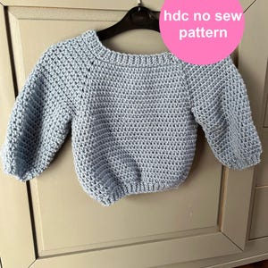 Modello per maglione all'uncinetto / Mezzo punto alto "Margherita" / Senza cuciture / Dimensioni regolabili / Download digitale