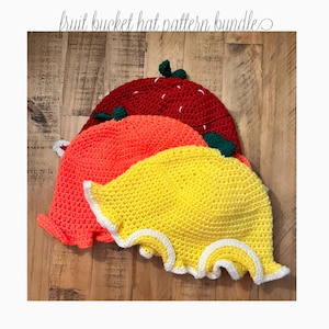 Crochet Fruit Hat Pattern Bundle – Strawberry, Lemon & Orange Beanies (PDF Pattern)