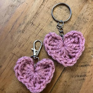 Handmade Crochet Heart Keychain | Yarn Bag Charm Accessory