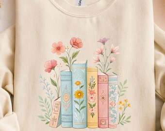 I have no shelf control Sweatshirt, Booklover Sweatshirt, Floral Books Sweater, Vintage Floral Bookshelf, Teacher Sweater, Book Lover Gift
