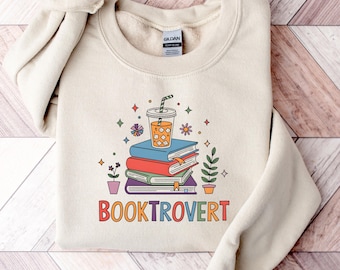 Booktrovert Sweatshirt, Booklover Sweatshirt, Floral Books Sweater, Vintage Floral Books Sweatshirt, Cute Bookworm Sweater, Book Lover Gift