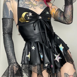 Handmade Celestial Star Fairy Dress Set: Gothic Festival Outfit