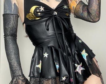 Conjunto de vestido de hada estrella celestial hecho a mano: atuendo gótico para festival