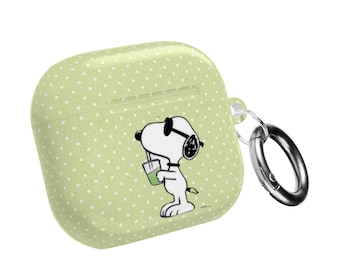 Snoopy Drinking Matcha Tea AirPod Case | Polka Dot Green