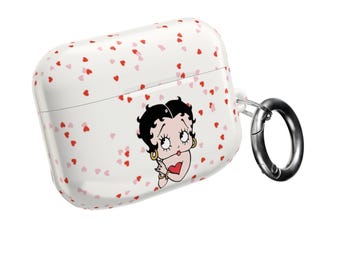 Betty Boop Heart Pattern AirPod Case Pink Confetti Wireless Earbud Cover