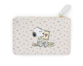 Snoopy Mini Clutch | Floral Faux Leather Pouch