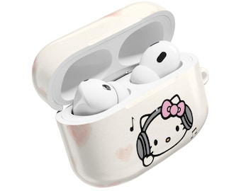 AirPod Case, Pastel Hearts, Music Cat Design, Protective Shell