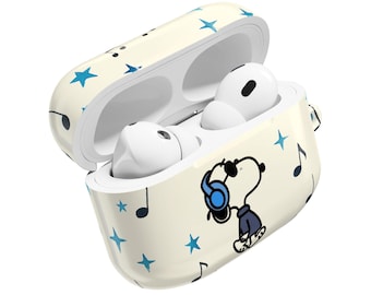 Snoopy Listening with Headphones AirPod Case | Music Note Stars