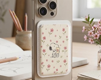 Custom Snoopy Hugging Envelope Vegan MagSafe Wallet
