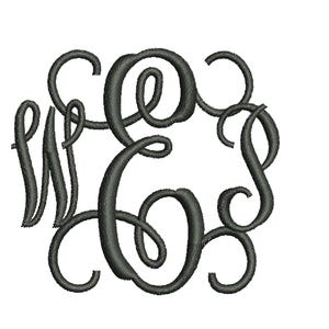 Op de afbeelding: Monogramontwerp met de letters W, E en S in elkaar verweven, in een donkergrijze kleur. De letters hebben een vloeiende, elegante scriptstijl, met een getextureerde, geborduurde uitstraling tegen een witte achtergrond. Geschikt voor personalisatie.