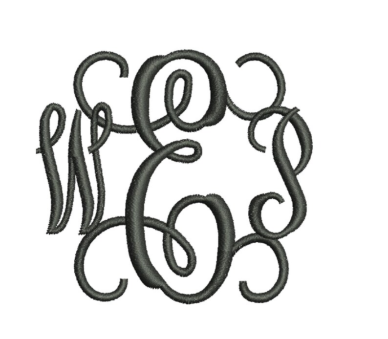 Op de afbeelding: Monogramontwerp met de letters W, E en S in elkaar verweven, in een donkergrijze kleur. De letters hebben een vloeiende, elegante scriptstijl, met een getextureerde, geborduurde uitstraling tegen een witte achtergrond. Geschikt voor personalisatie.