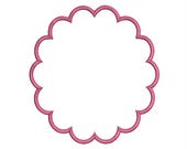 Scalloped Circle Monogram Frame Embroidery File, Applique Border Design (Digital Download) 8 sizes