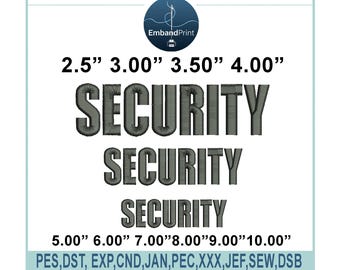 Beveiliging borduurtekst 10 maten, DST PES-bestanden voor machineborduurwerk (snelle download)