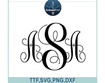 Elegant Monogram Font SVG: Cricut, Silhouette, TTF (Digital Download)