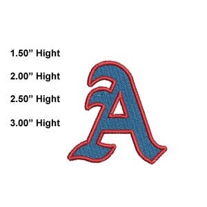 A Letter Four Sizes Embroidery Design For Cap and shirts  (Digital Download)