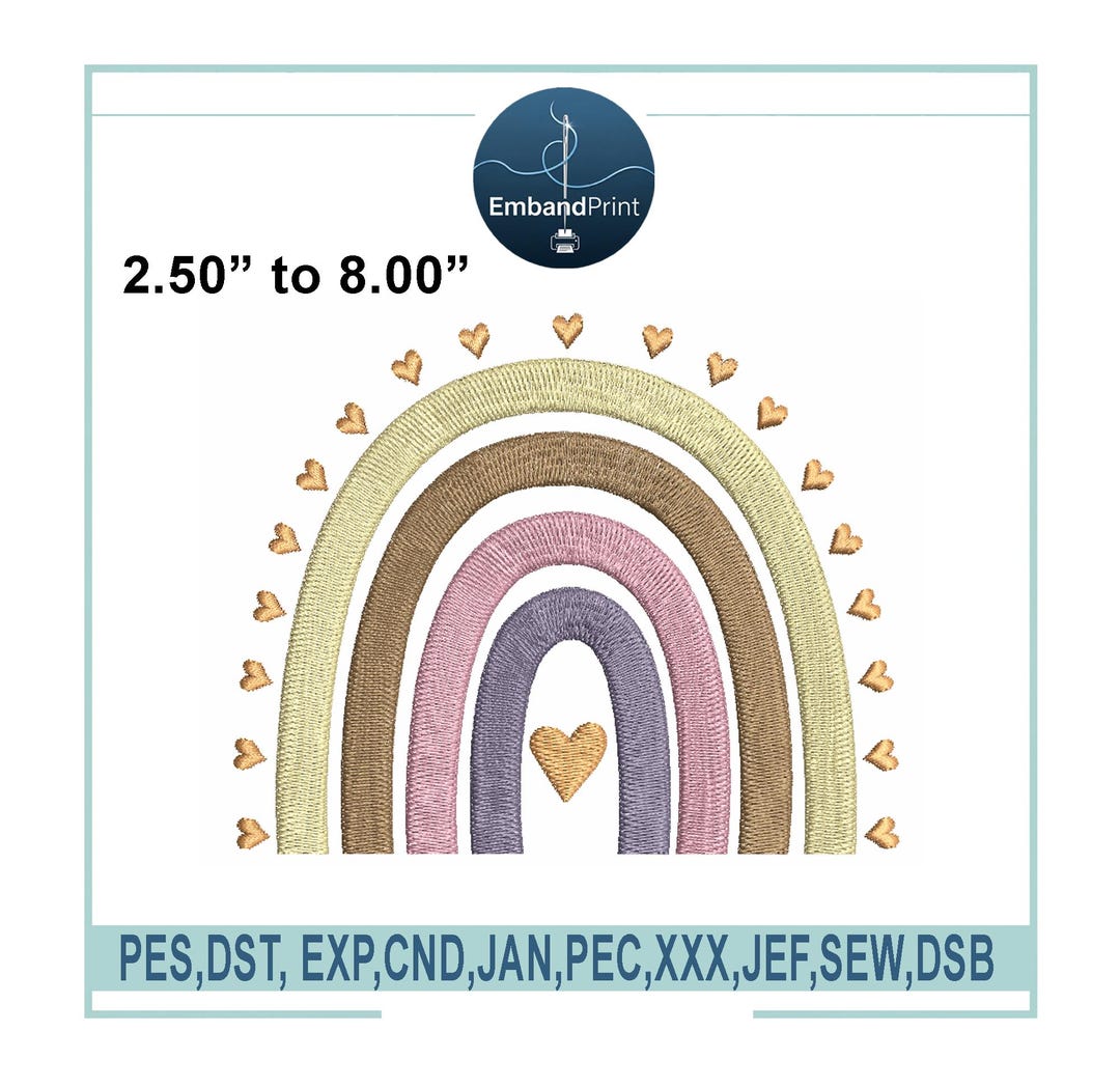 Boho Rainbow Machine Embroidery Design: Nursery Decor (instant Download ...