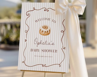 Bun in the Oven Baby Shower Welcome Sign, Coquette French Bakery Baby Sprinkle Decor | Birkley