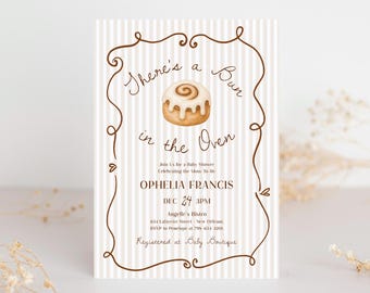 Bun in the Oven Baby Shower Invitation Template, Coquette French Bakery Baby Sprinkle Invite | Birkley