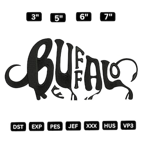 Buffalo Embroidery Design, Western Buffalo Machine Embroidery File, Cowboy Style Digital Embroidery Pattern, Instant Download