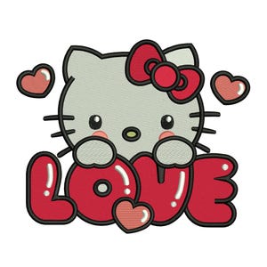 Motif de broderie amour de chat | Kitty de la Saint-Valentin (4 à 6 pouces, dst, pes, jef, exp, vp3, hus